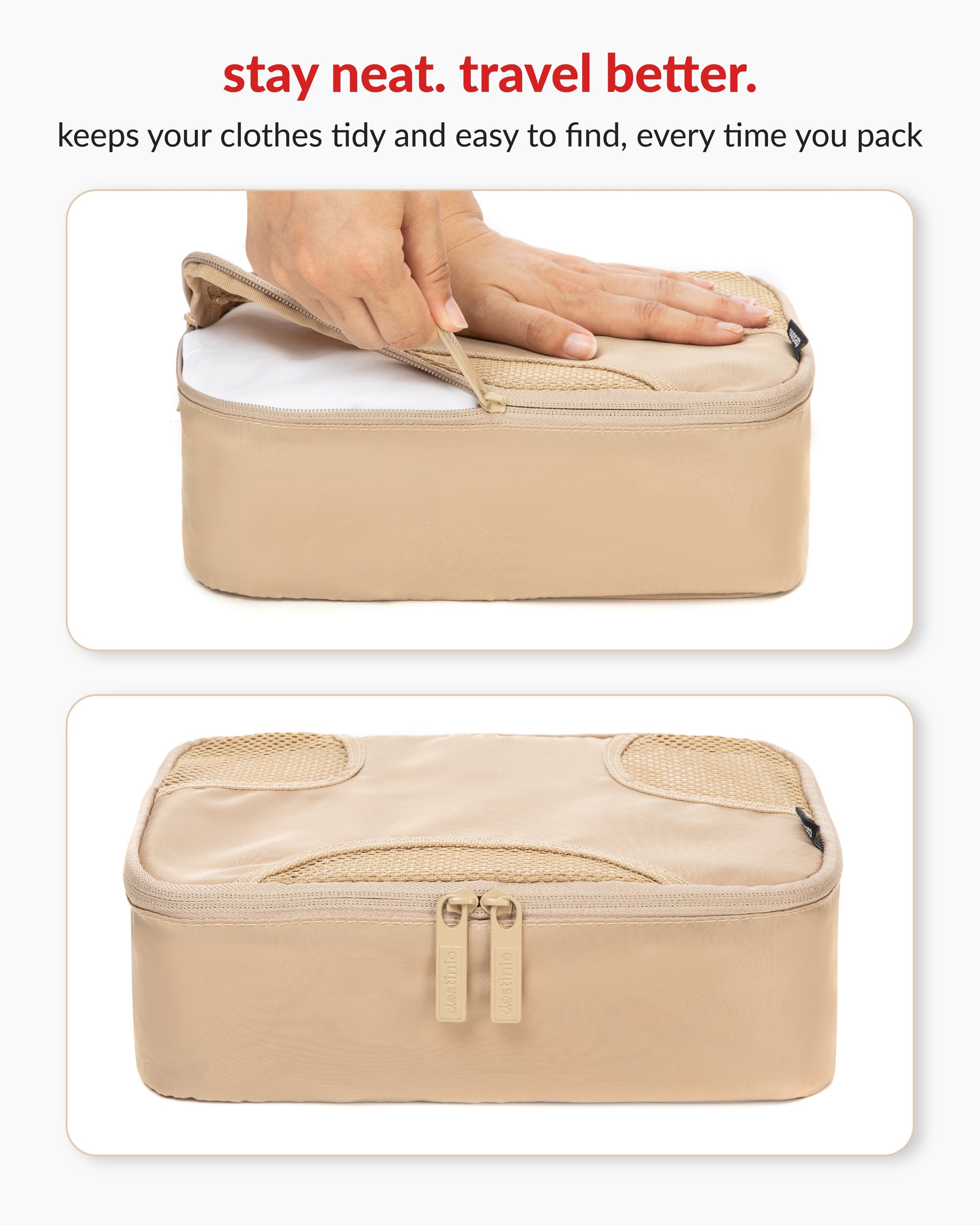 DT cross mesh packing cubes - Beige