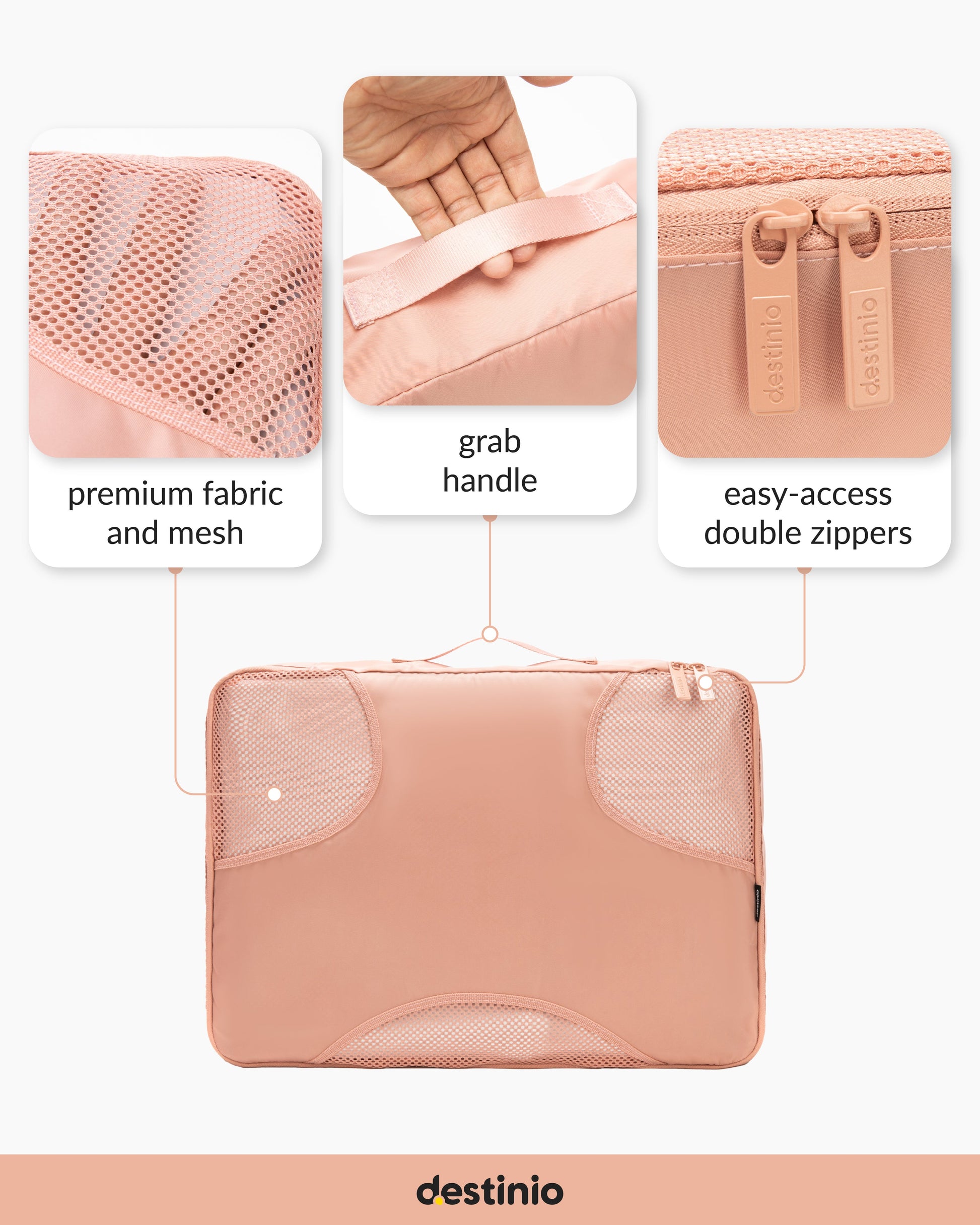 DT cross mesh packing cubes - Pink