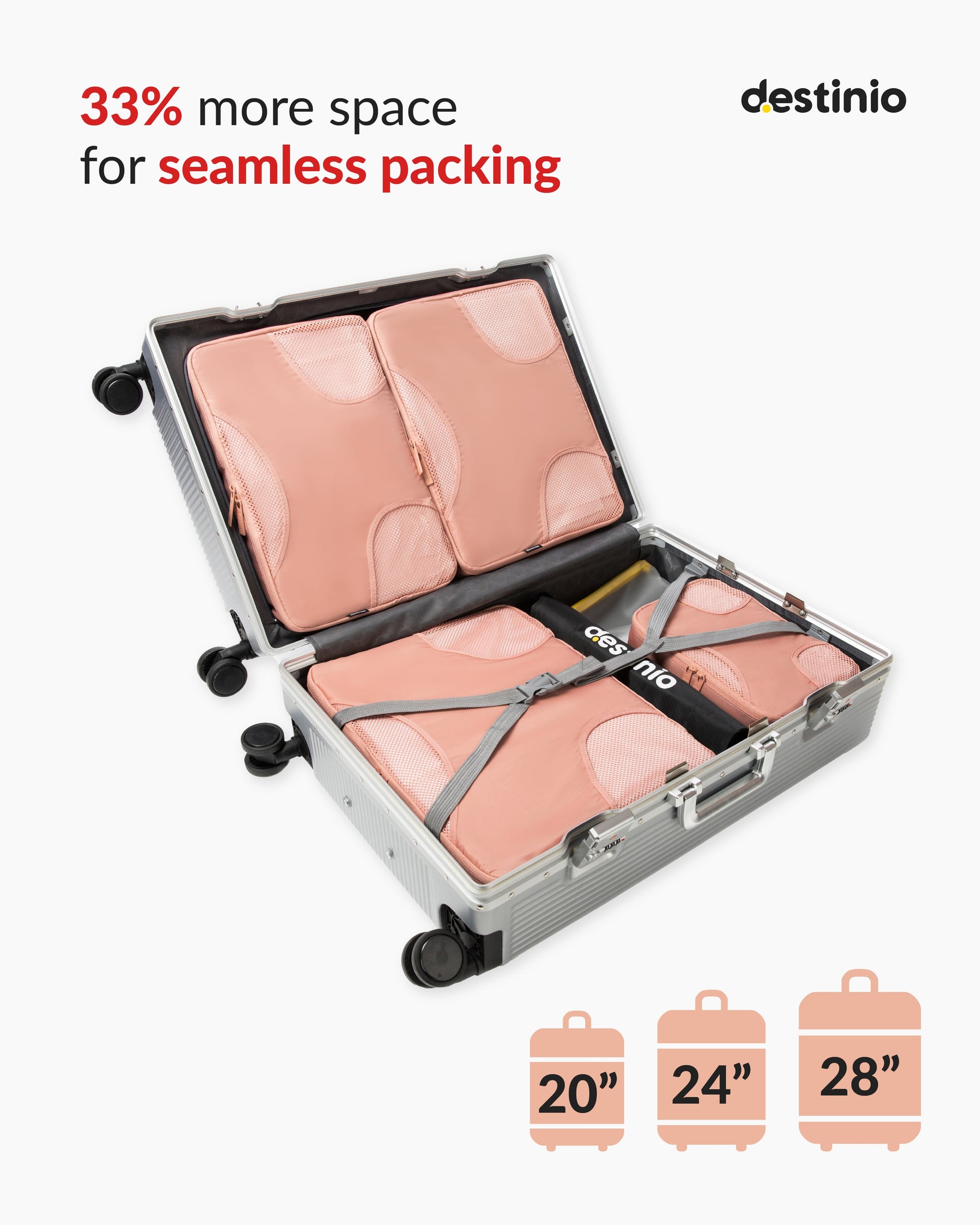 DT cross mesh packing cubes - Pink