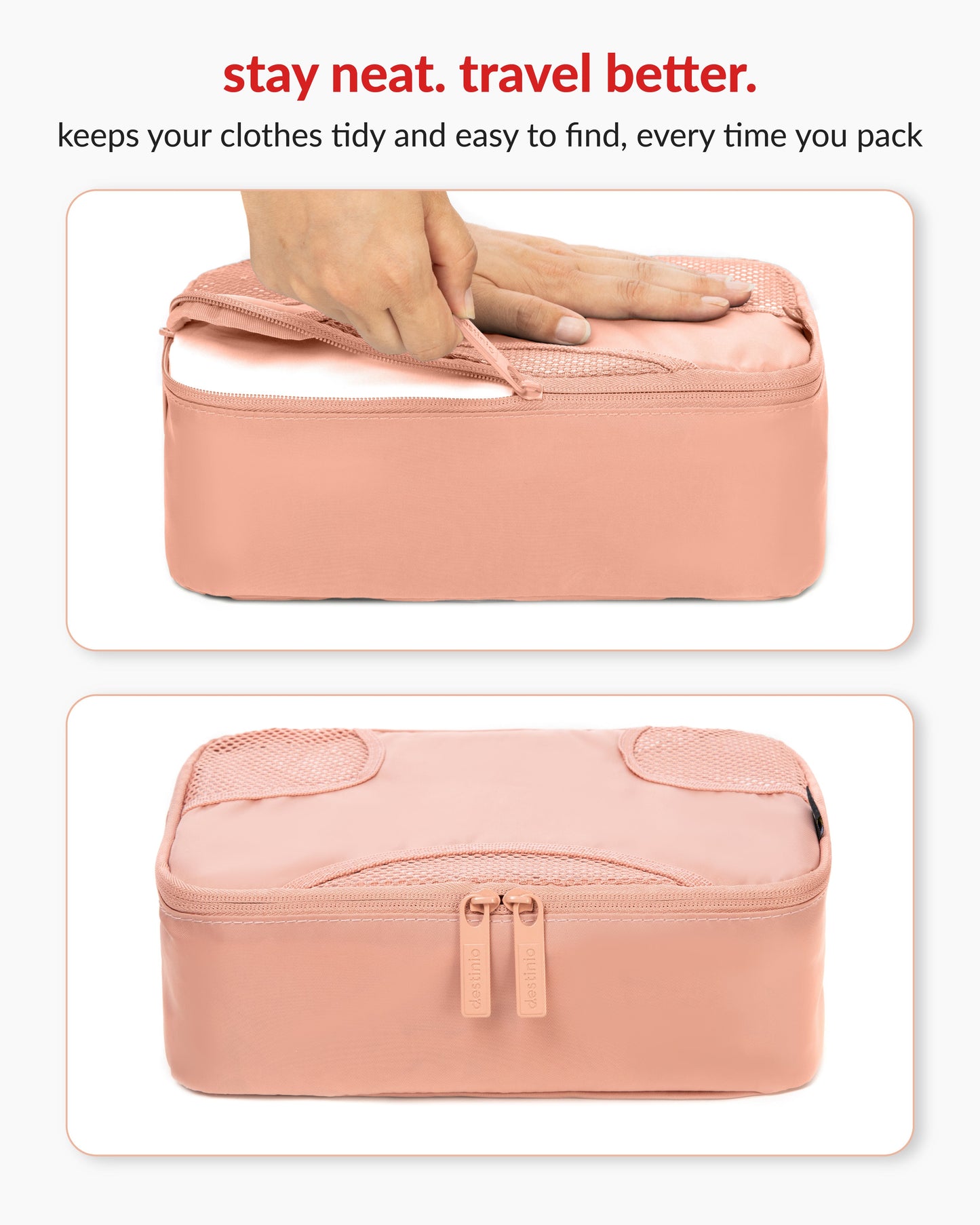 DT cross mesh packing cubes - Pink