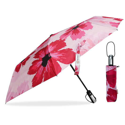 Destinio 3 Fold, UV coated, Auto Open Close Umbrella (Printed Pink)