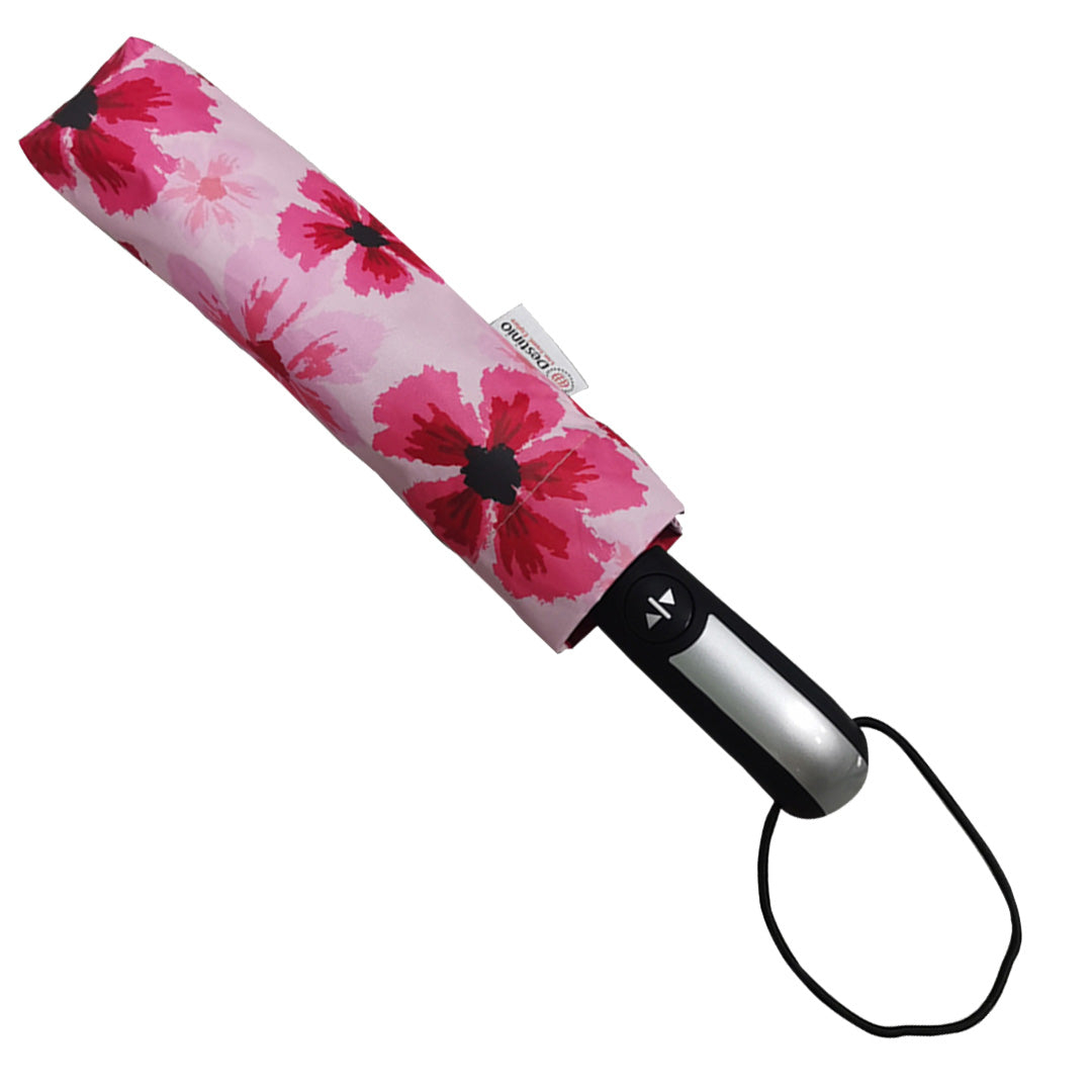 Destinio 3 Fold, UV coated, Auto Open Close Umbrella (Printed Pink)