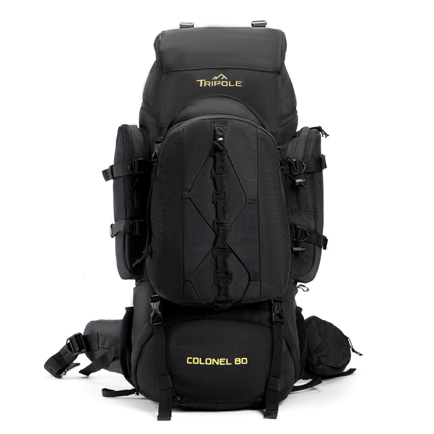 Tripole Colonel Metal Frame Rucksack with Detachable Bag & Rain Cover for Trekking & Travelling | Men & Women | 3 Year Warranty | Black | 95 Litre