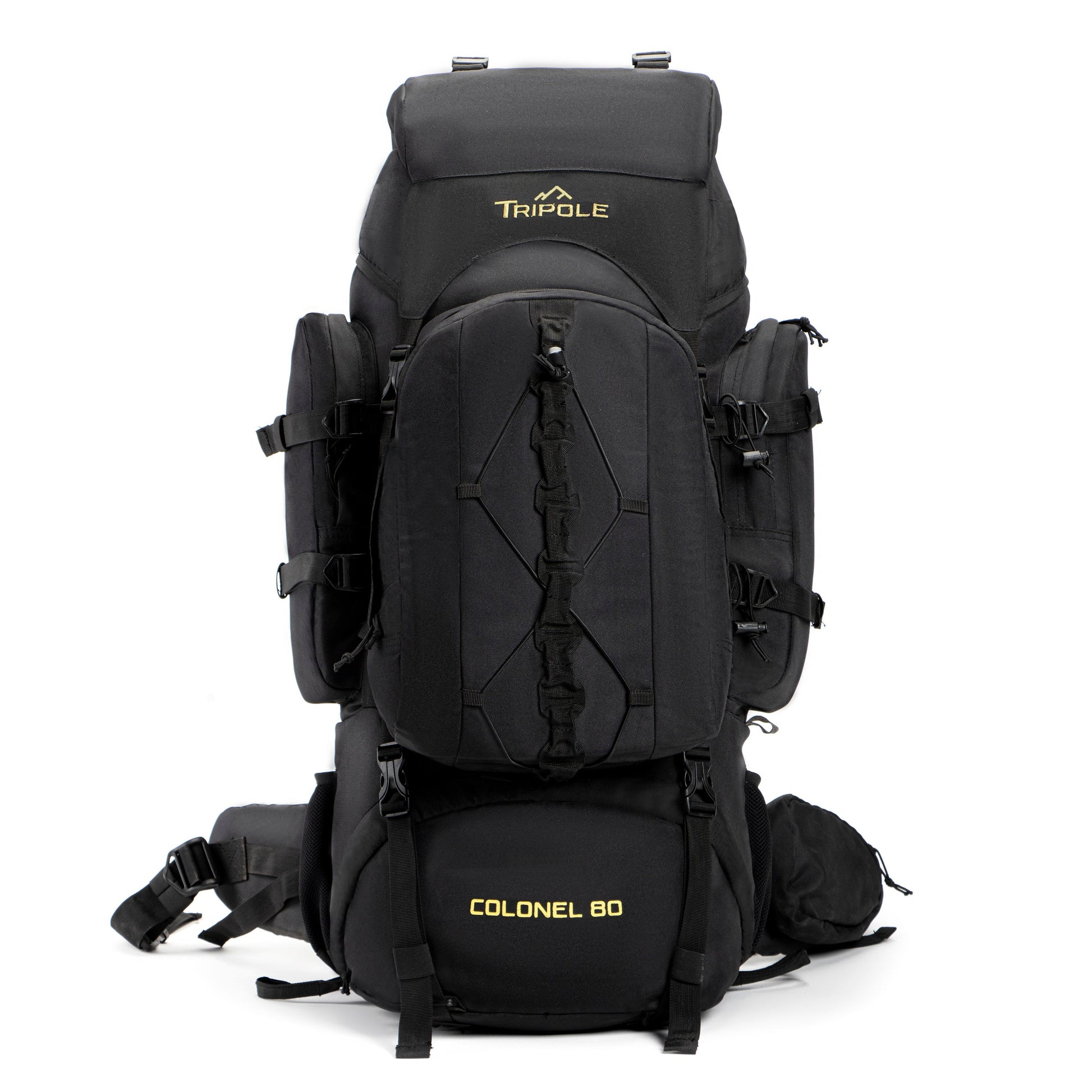 Tripole Colonel Metal Frame Rucksack with Detachable Bag & Rain Cover for Trekking & Travelling | Men & Women | 3 Year Warranty | Black | 95 Litre