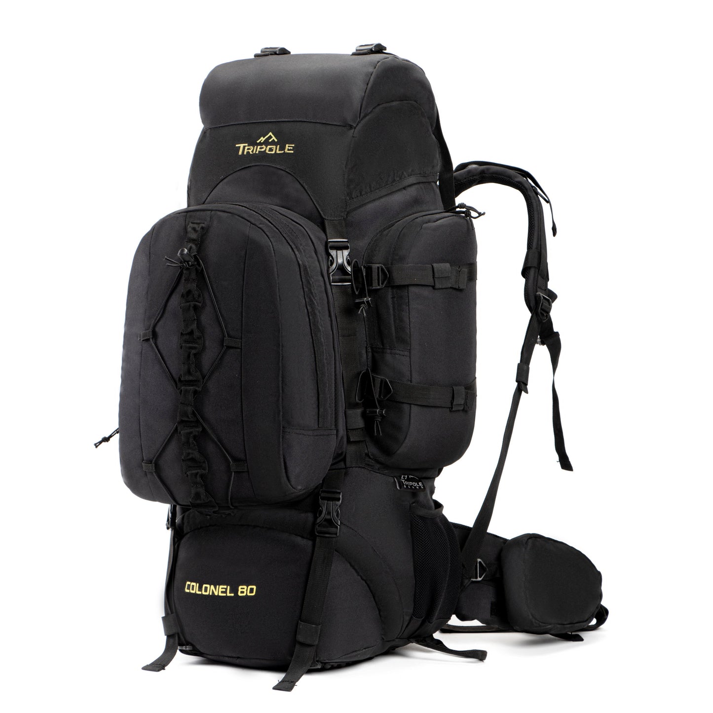 Tripole Colonel Metal Frame Rucksack with Detachable Bag & Rain Cover for Trekking & Travelling | Men & Women | 3 Year Warranty | Black | 95 Litre