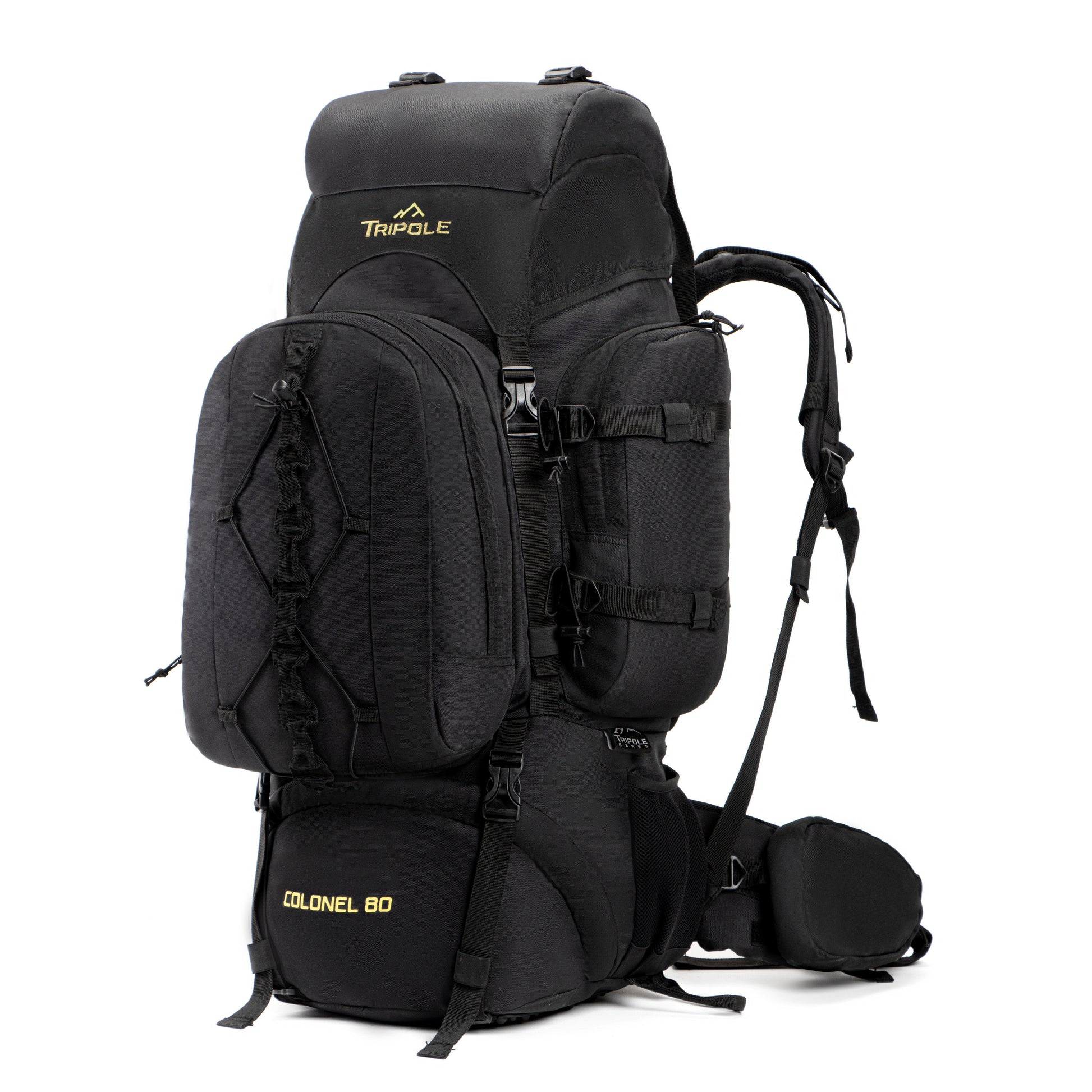 Tripole Colonel Metal Frame Rucksack with Detachable Bag & Rain Cover for Trekking & Travelling | Men & Women | 3 Year Warranty | Black | 95 Litre