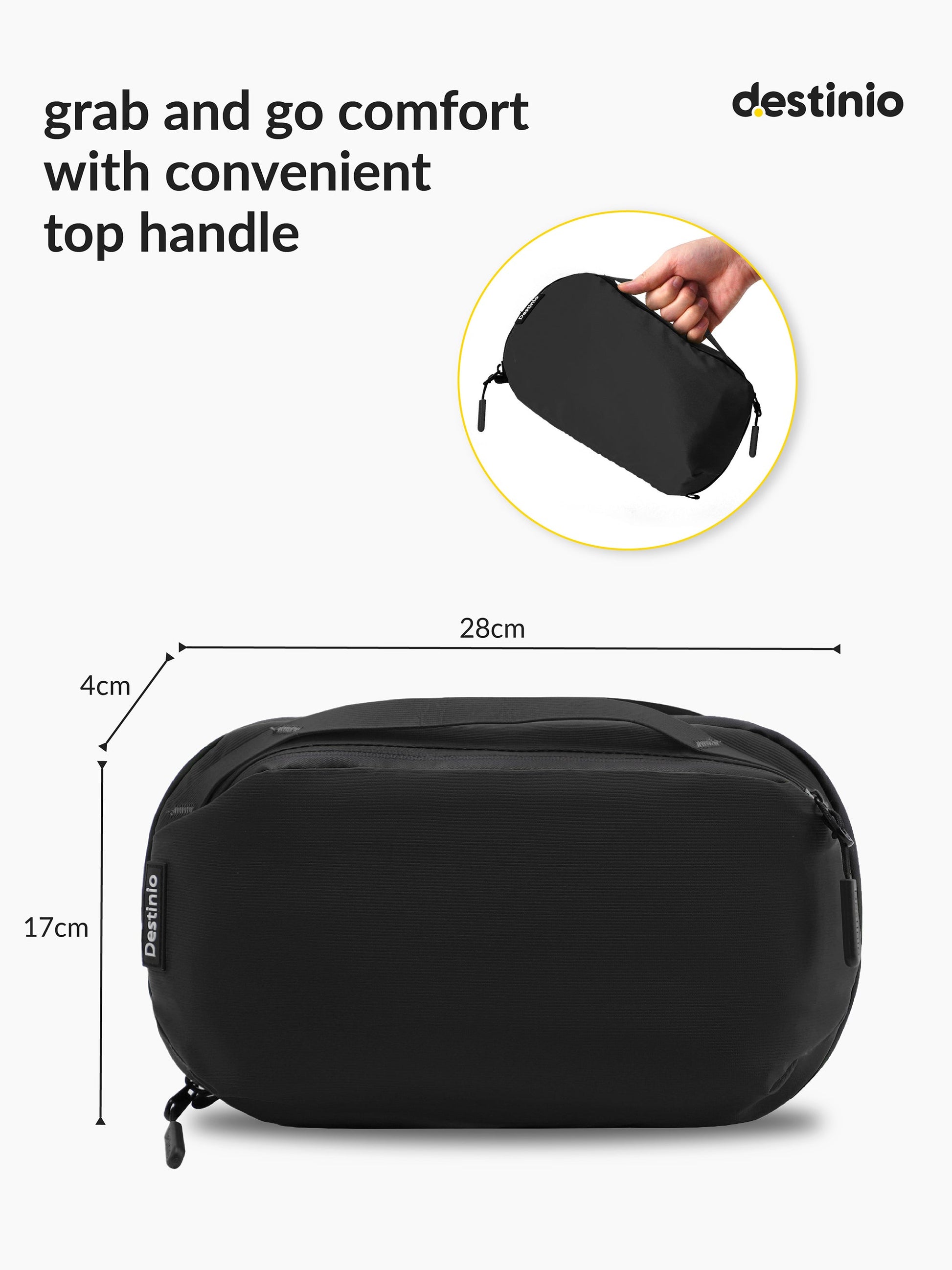 Destinio Toiletry Bag - Black (Small)