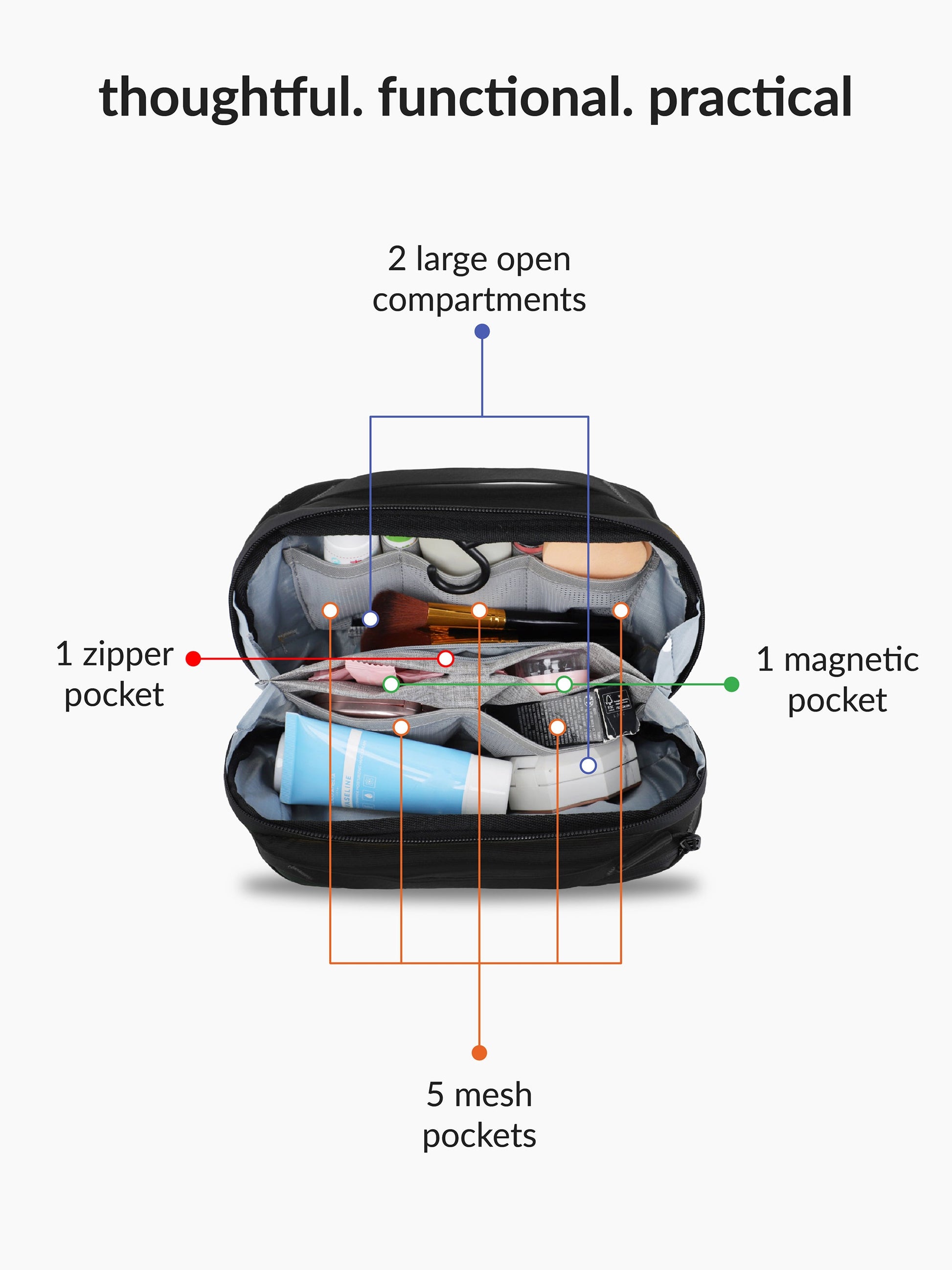Destinio Toiletry Bag - Black (Small)