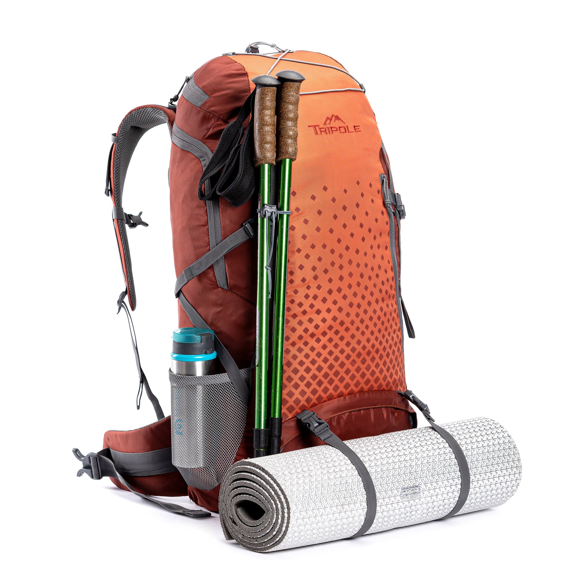 Tripole Walker 65 Litre Rucksack for Trekking and Travel | Laptop Sleeve | Water Repellent | Rain Cover | 3 Year Warranty (Orange)
