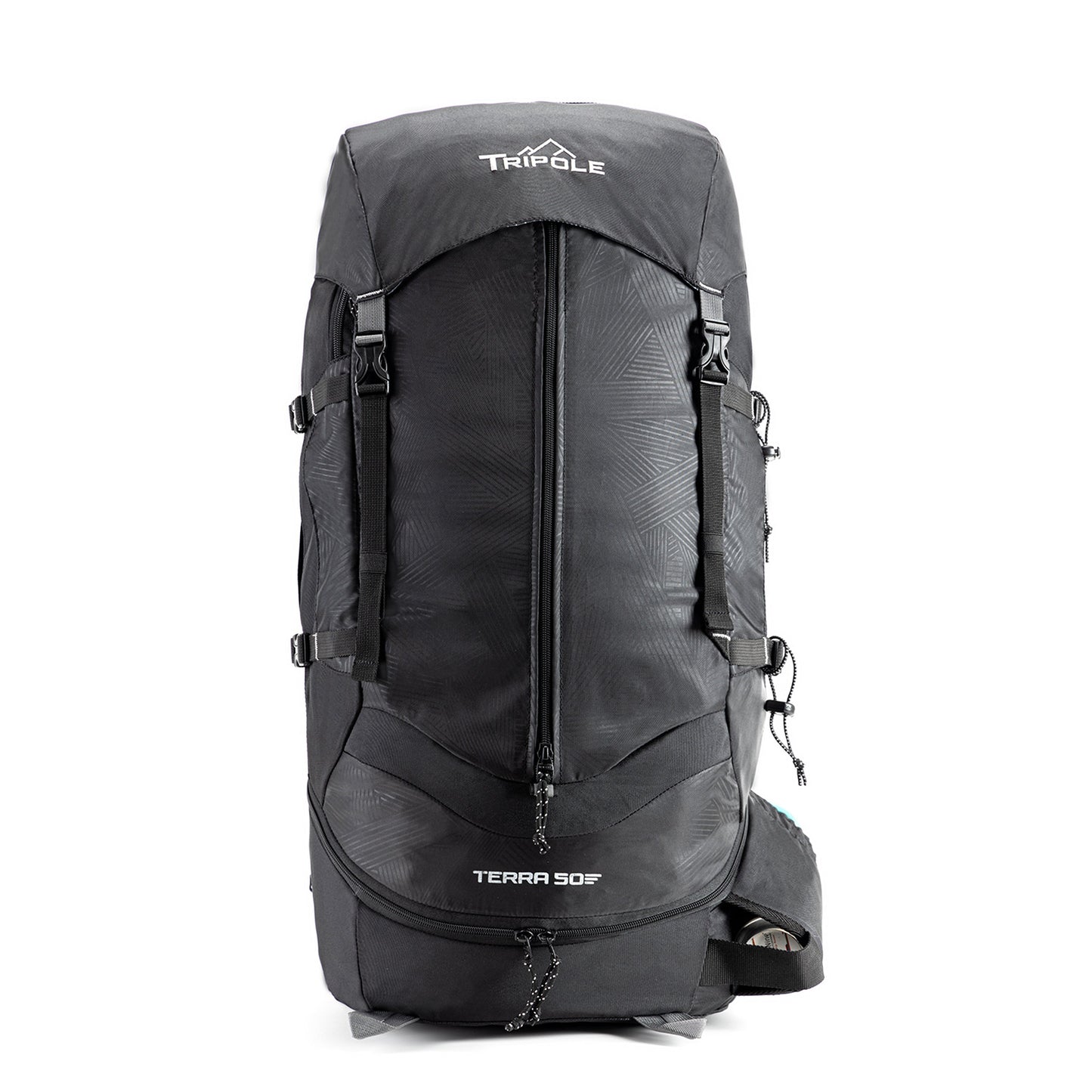 Tripole Terra Backpacking and Trekking Rucksack with Front Opening, Rain Cover and Metal Frame | 3 Year Warranty | 75 Litres (Black)