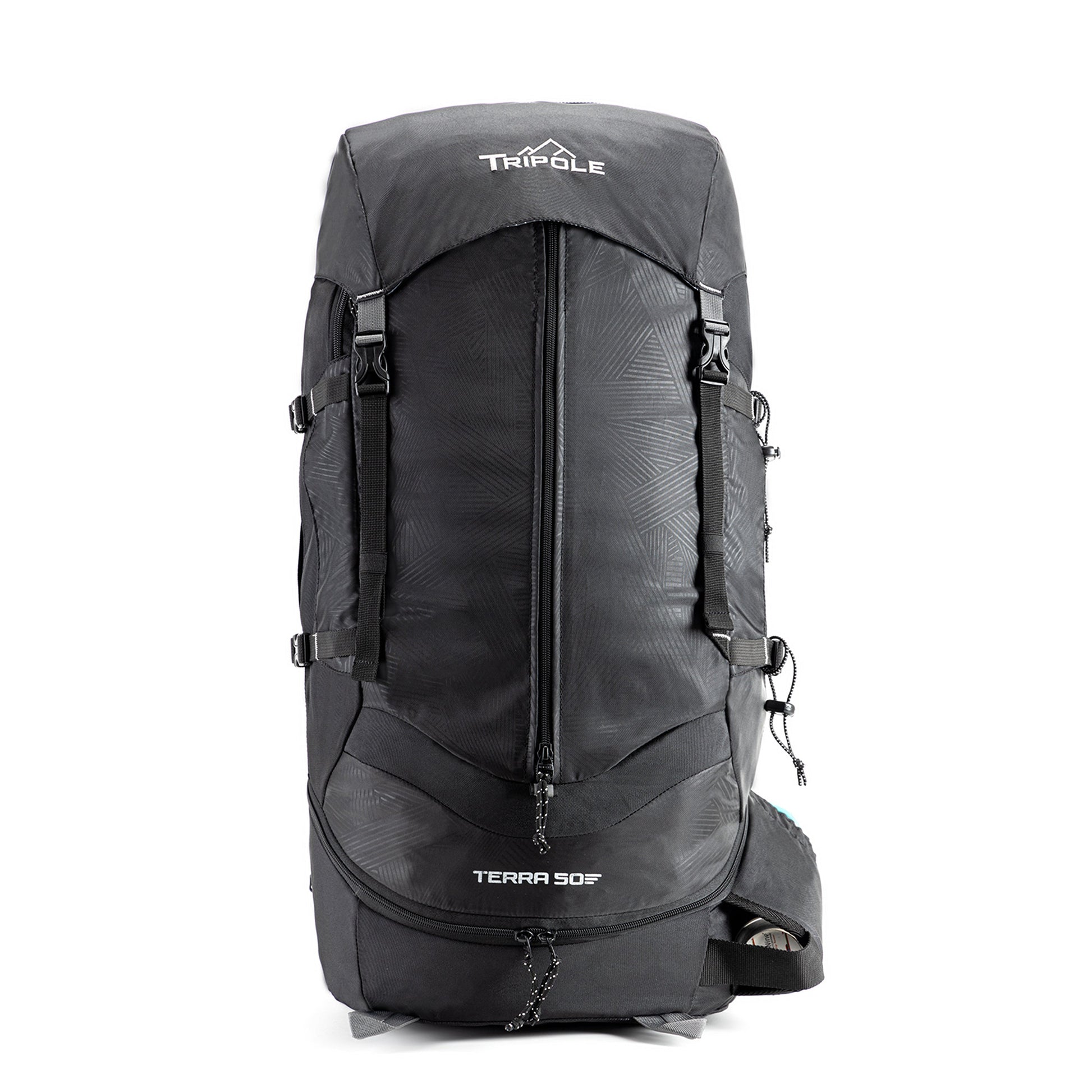 Tripole Terra Backpacking and Trekking Rucksack with Front Opening, Rain Cover and Metal Frame | 3 Year Warranty | 75 Litres (Black)