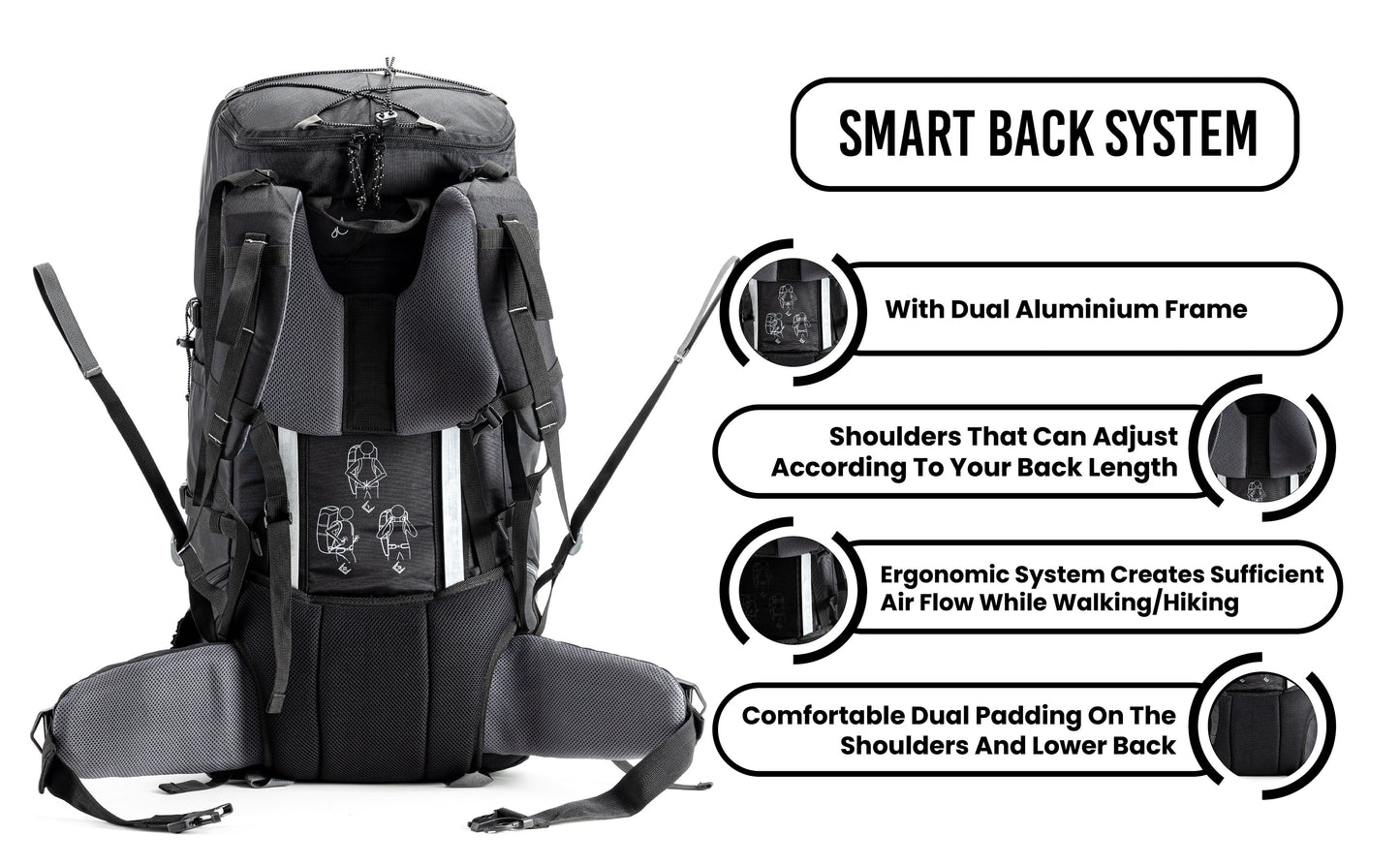 Tripole Air Trekking and Travel Rucksack with Rain Cover and Laptop Sleeve | 3 Year Warranty | 46 Litres (Green)