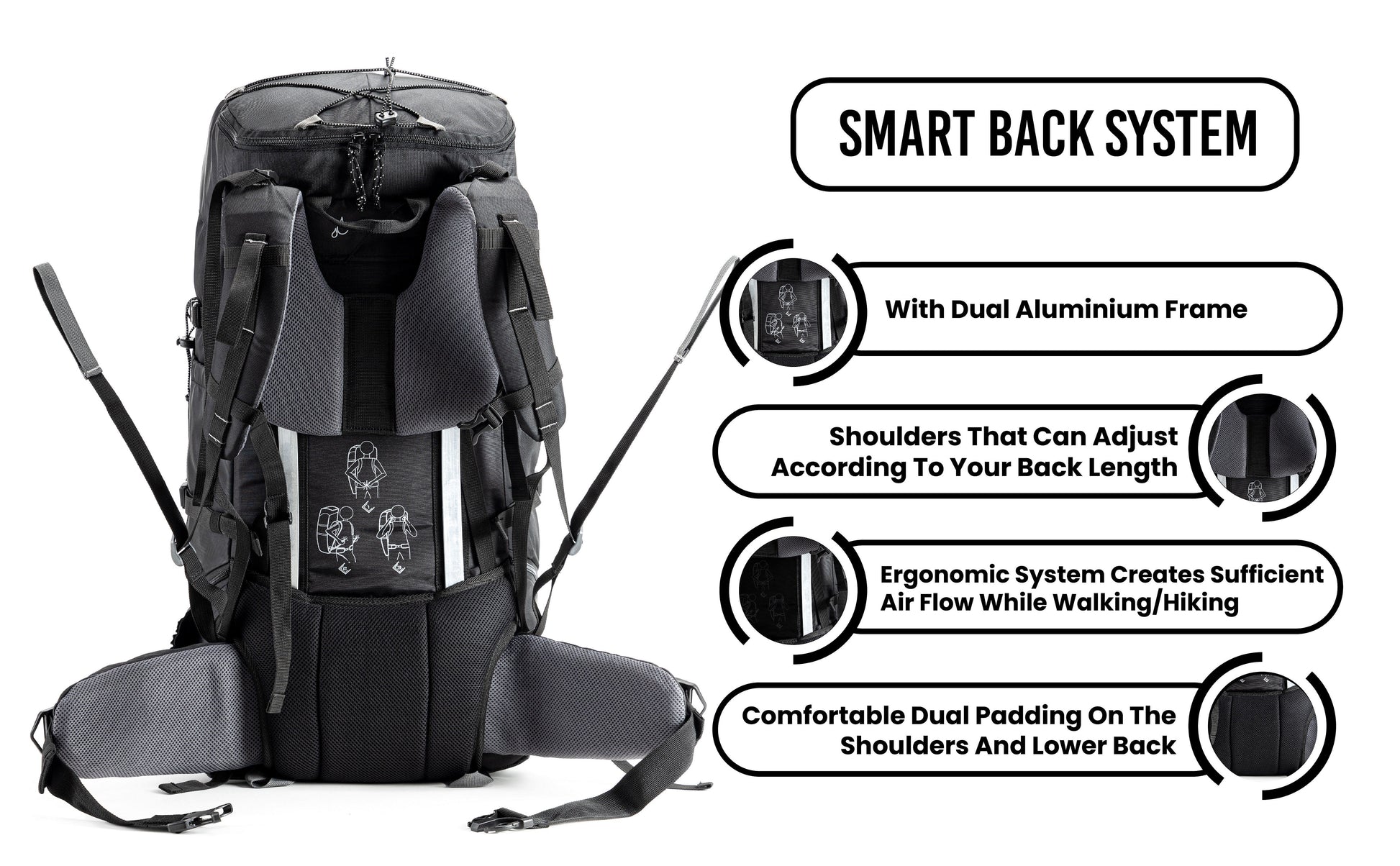 Tripole Air Trekking and Travel Rucksack with Rain Cover and Laptop Sleeve | 3 Year Warranty | 46 Litres (Green)