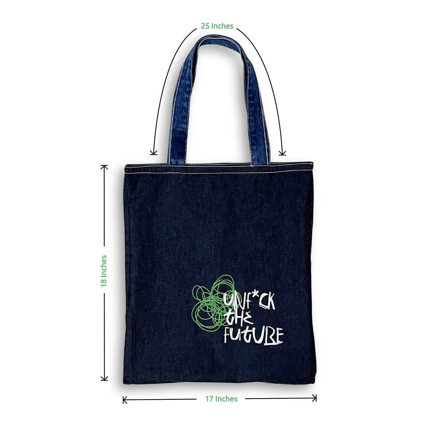 Multi-Pocket Reversible Denim Tote Bag