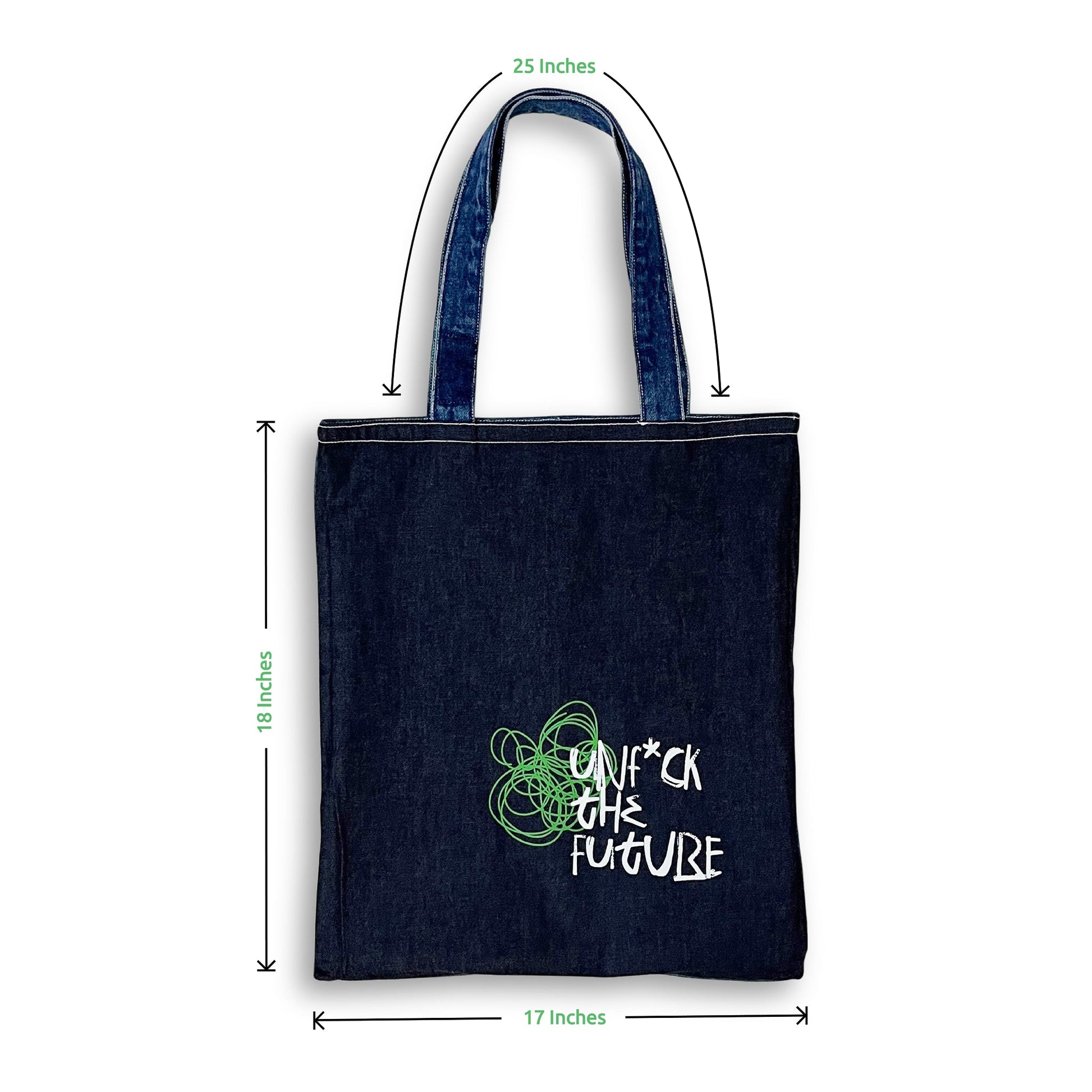 Multi-Pocket Reversible Denim Tote Bag