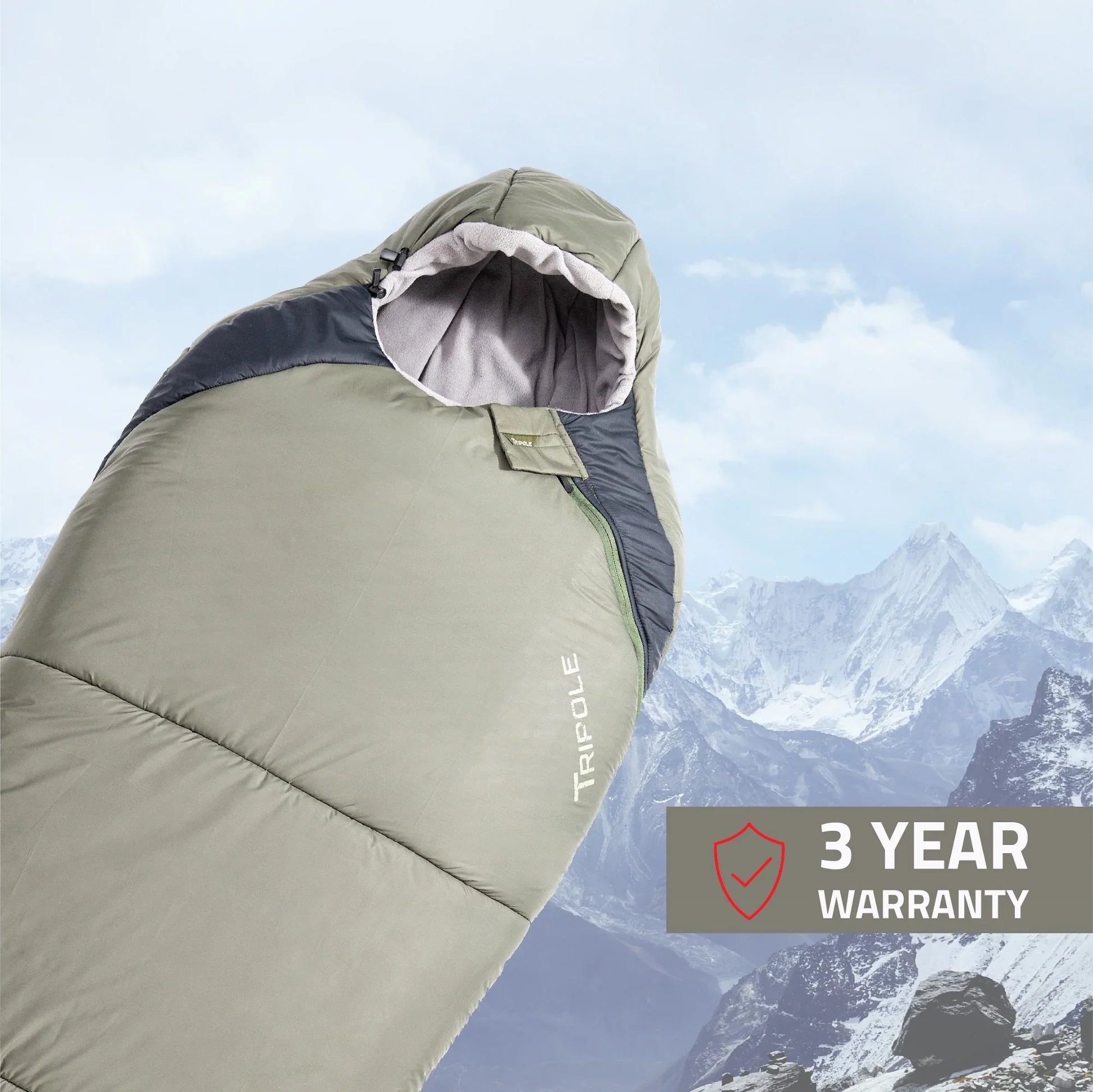 Tripole Zanskar Army Sleeping Bag with Fleece Lining for Cold Weather Trekking and Travelling | Mummy Shape | Water Repellent | 3 Year Warranty ( - 5°C Blue)