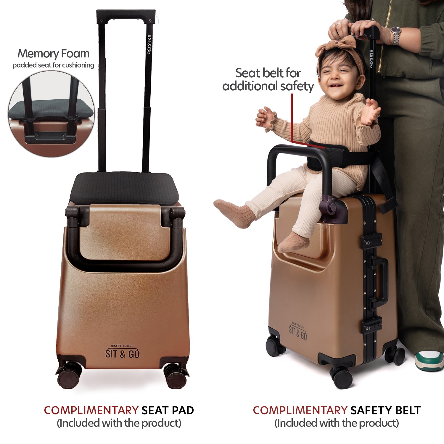 Butt Baby Sit & Go - India's First Cabin Luggage Baby Carrier - Rustic Bronze