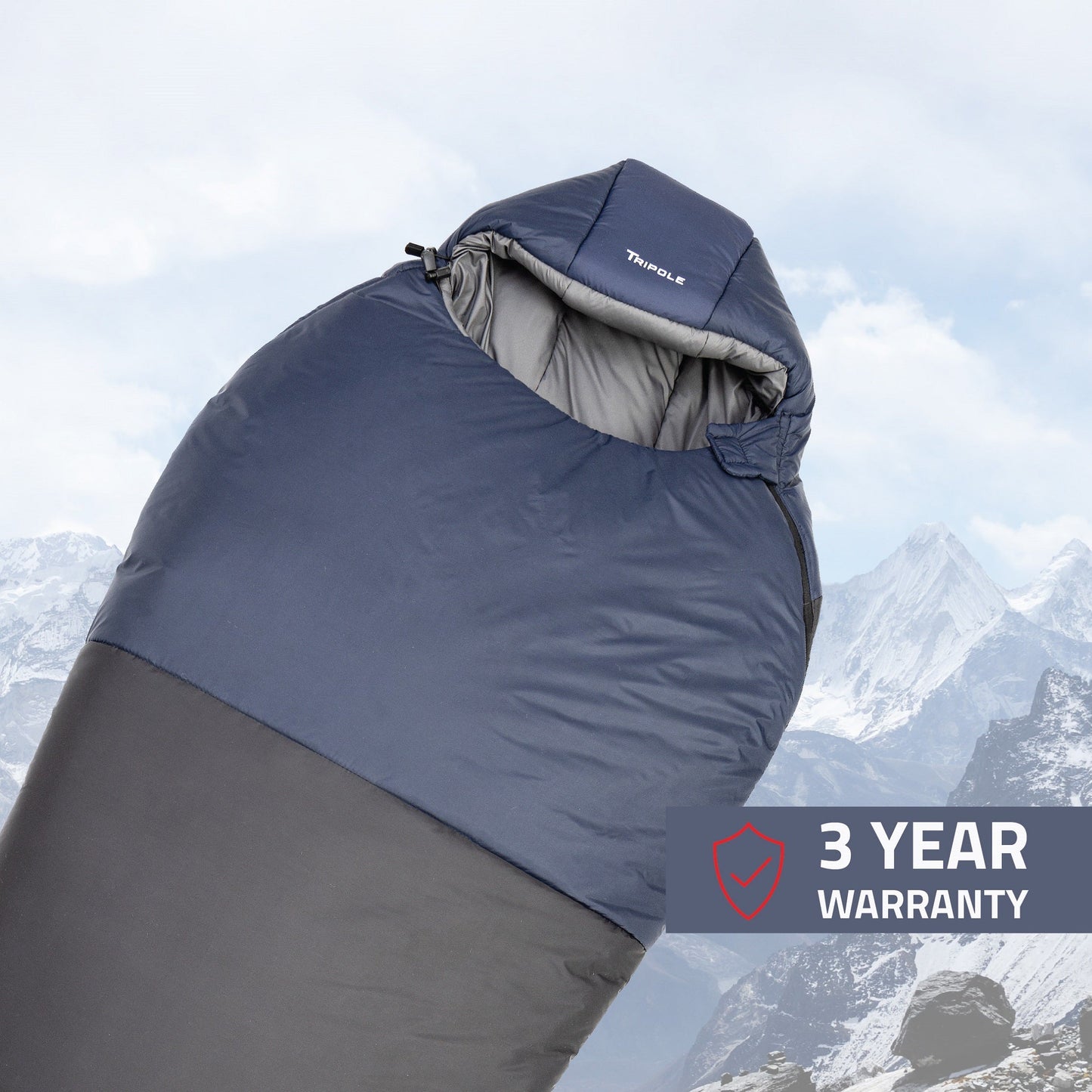 Tripole Shivalik Indoor and Outdoor Sleeping Bag for Hiking, Trekking and Travelling | Mummy Shape | 3 Year Warranty (0°C Black)