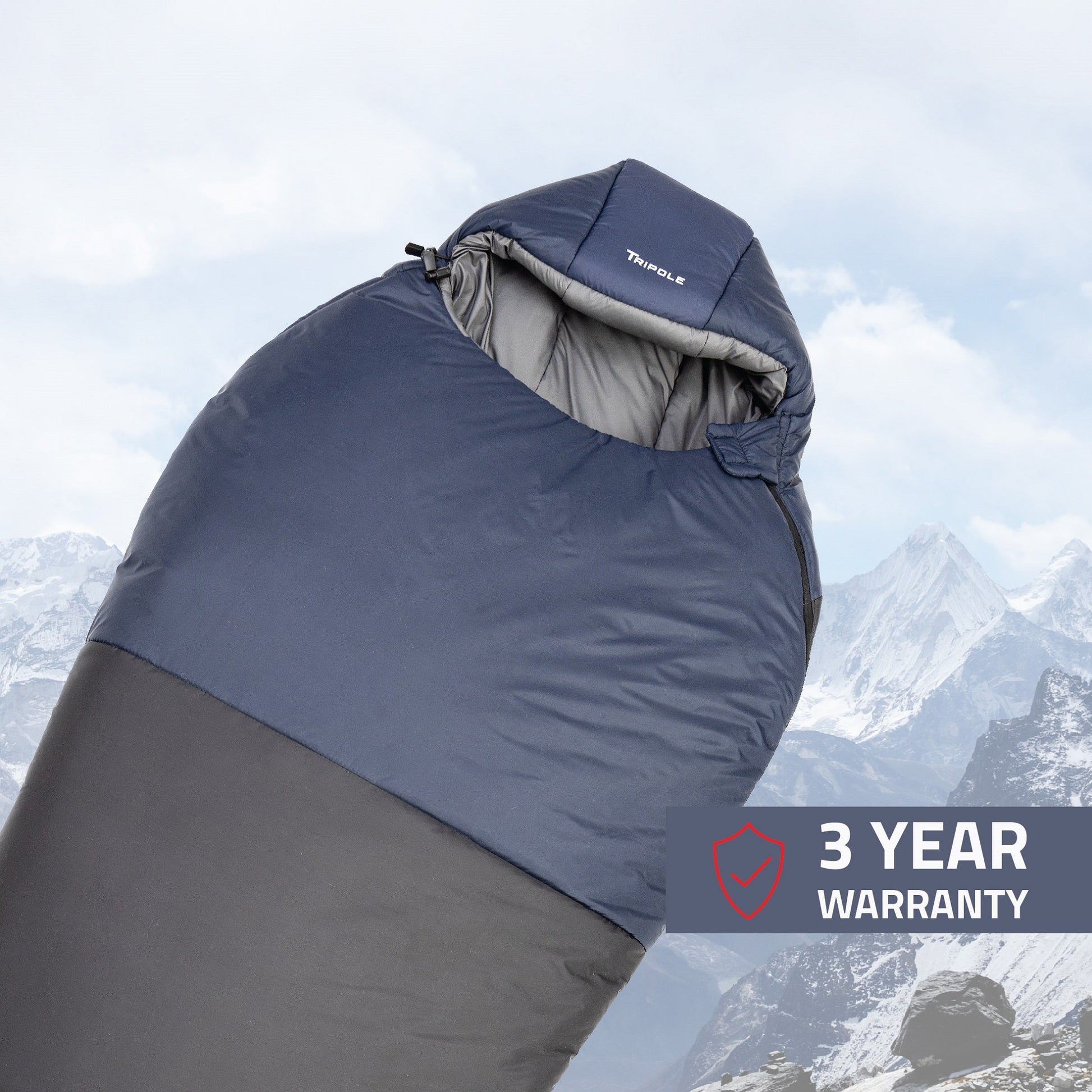 Tripole Shivalik Indoor and Outdoor Sleeping Bag for Hiking, Trekking and Travelling | Mummy Shape | 3 Year Warranty (0°C Black)