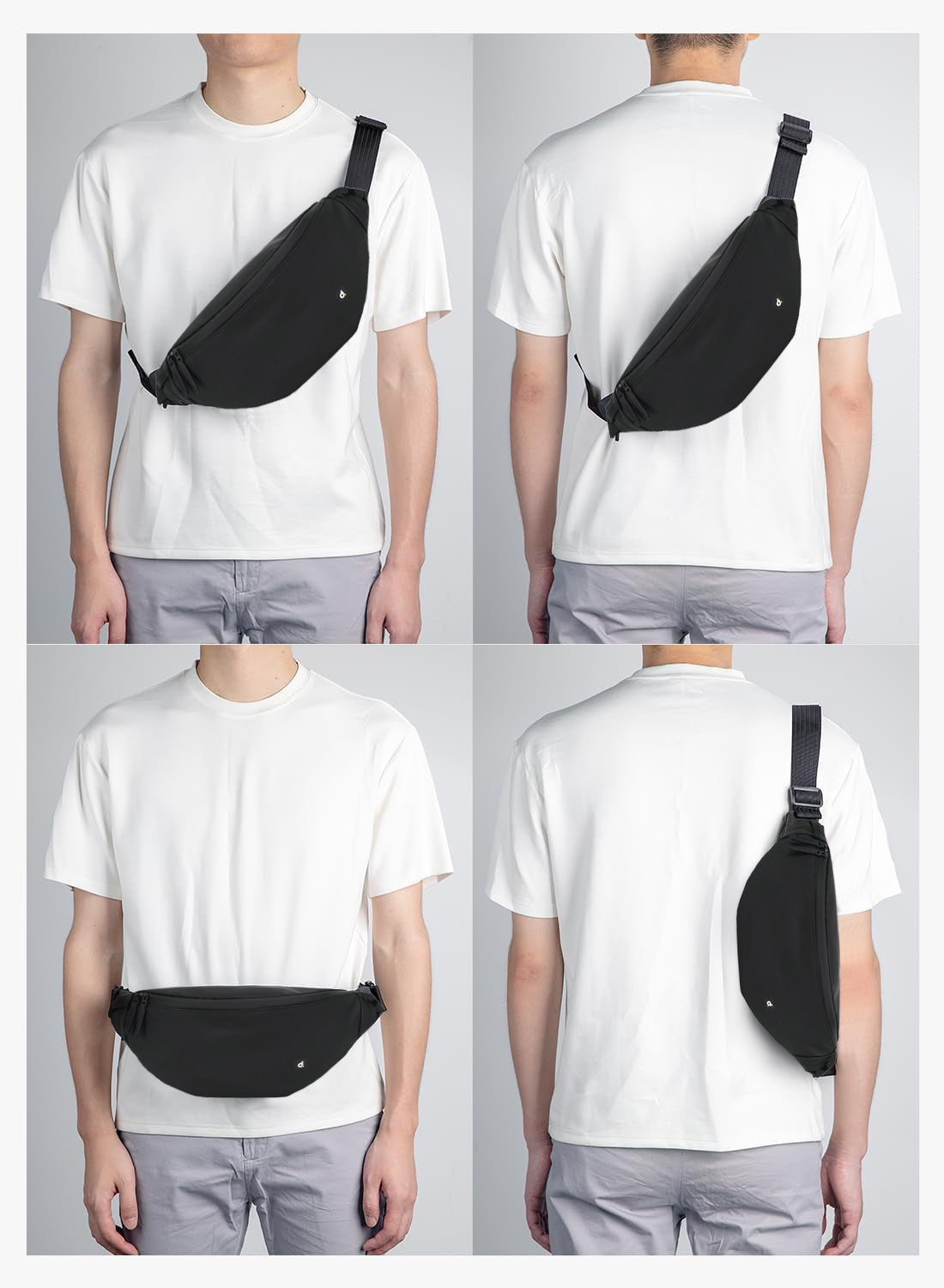 Destinio Banana Waist Bag for Man Woman- Black