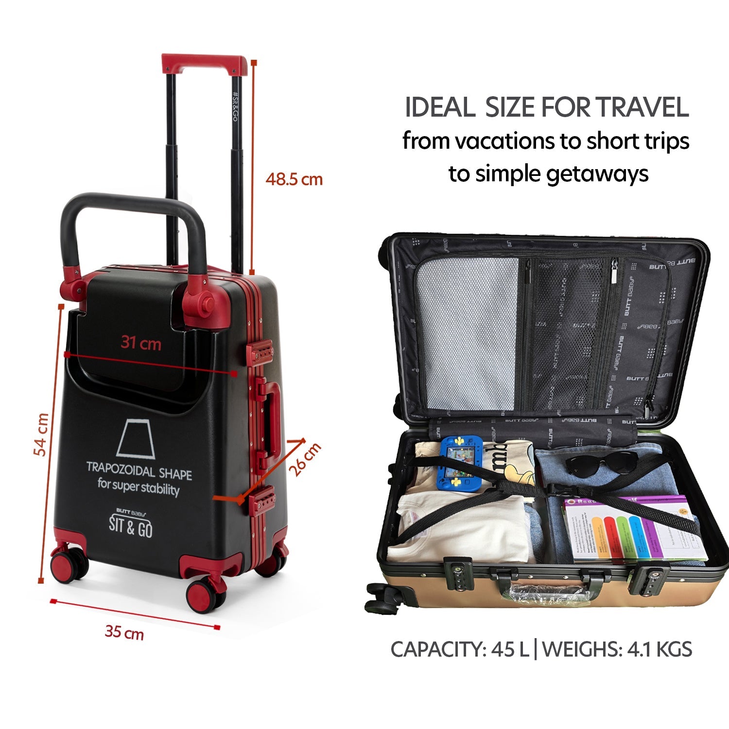 Butt Baby Sit & Go - India's First Cabin Luggage Baby Carrier - Intense Black