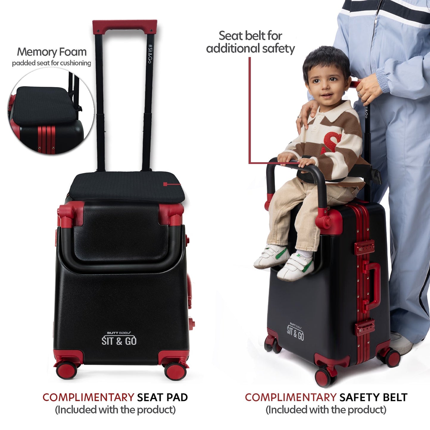 Butt Baby Sit & Go - India's First Cabin Luggage Baby Carrier - Intense Black