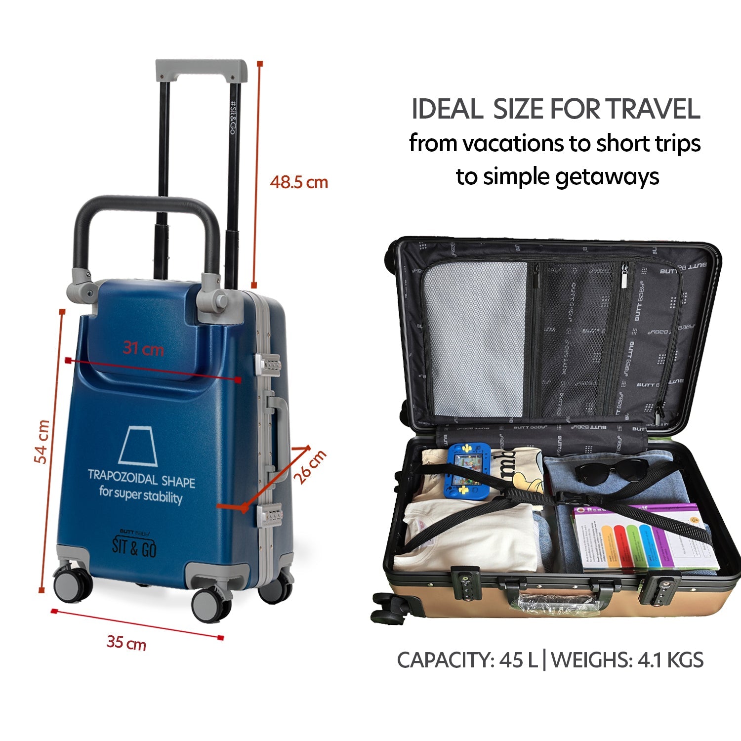 Butt Baby Sit & Go - India's First Cabin Luggage Baby Carrier - Midnight Blue