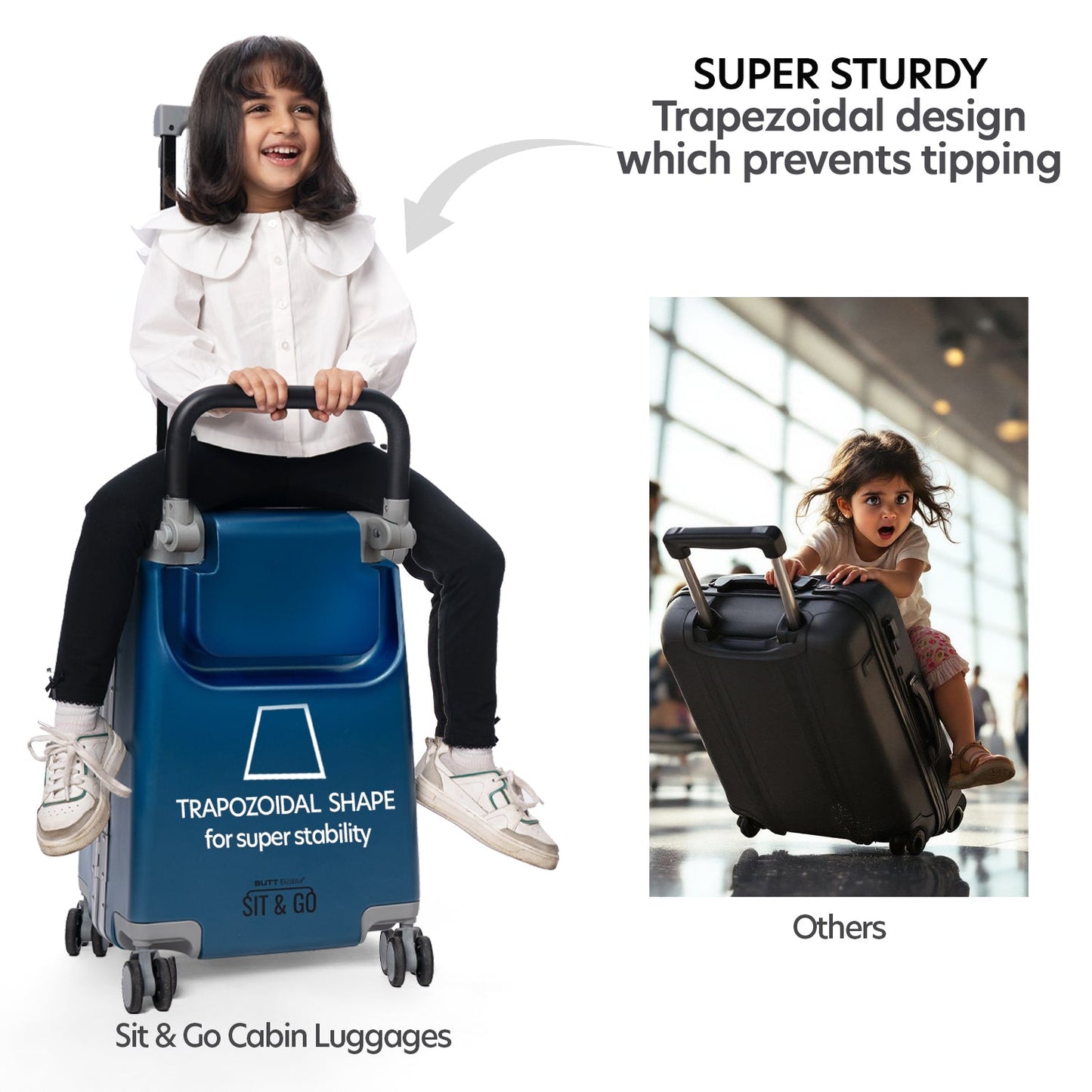 Butt Baby Sit & Go - India's First Cabin Luggage Baby Carrier - Midnight Blue