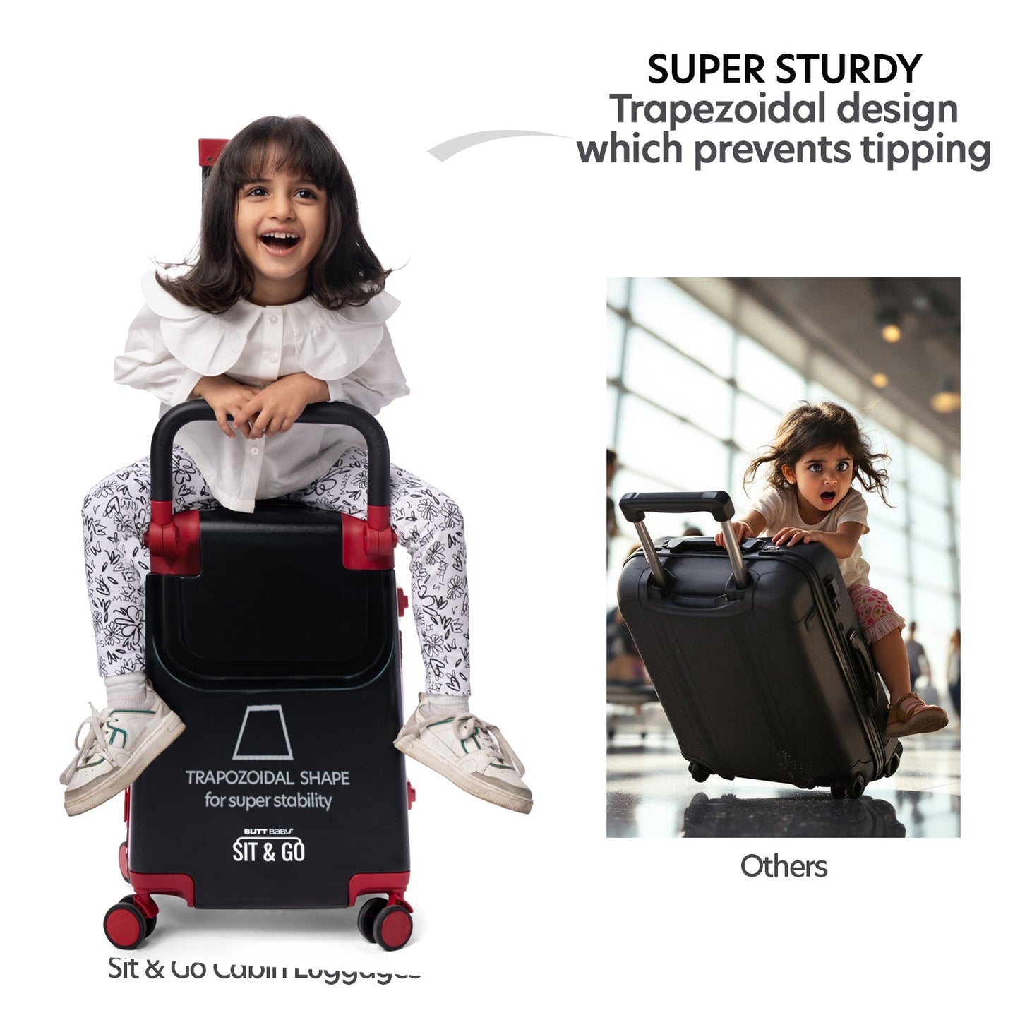 Butt Baby Sit & Go - India's First Cabin Luggage Baby Carrier - Intense Black
