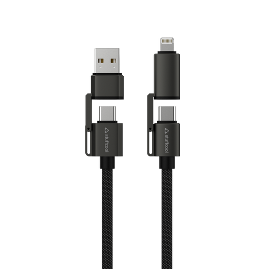 Quad Pro Black 4 In 1 Cable 100W With E-Marker Chip 1.5M