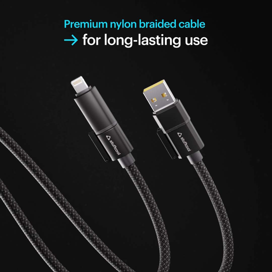 Quad Pro Black 4 In 1 Cable 100W With E-Marker Chip 1.5M