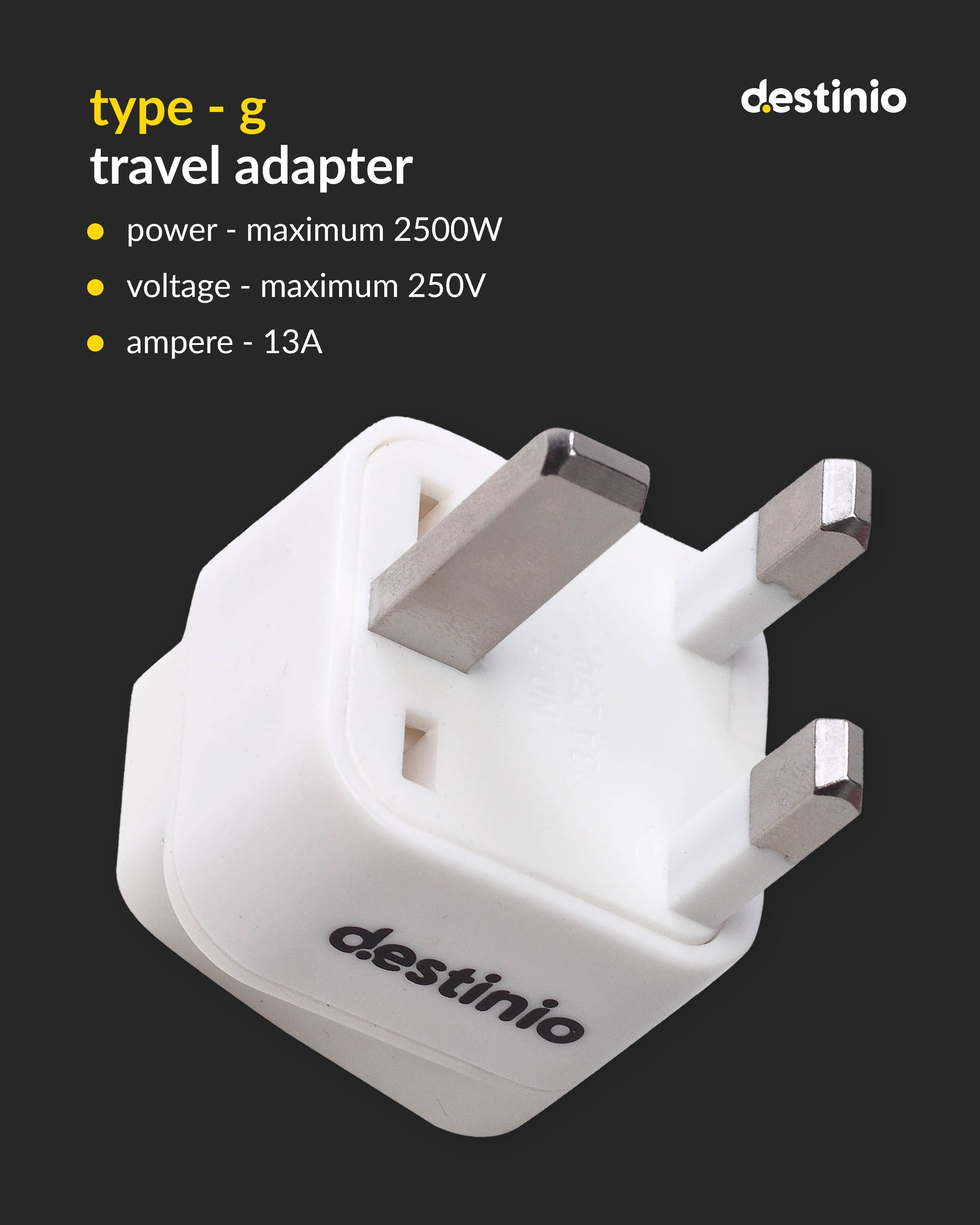 Plug adapter Type G for UK/UAE (Pack of 2)