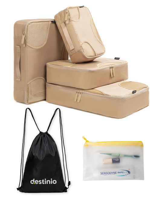 DT cross mesh packing cubes - Beige