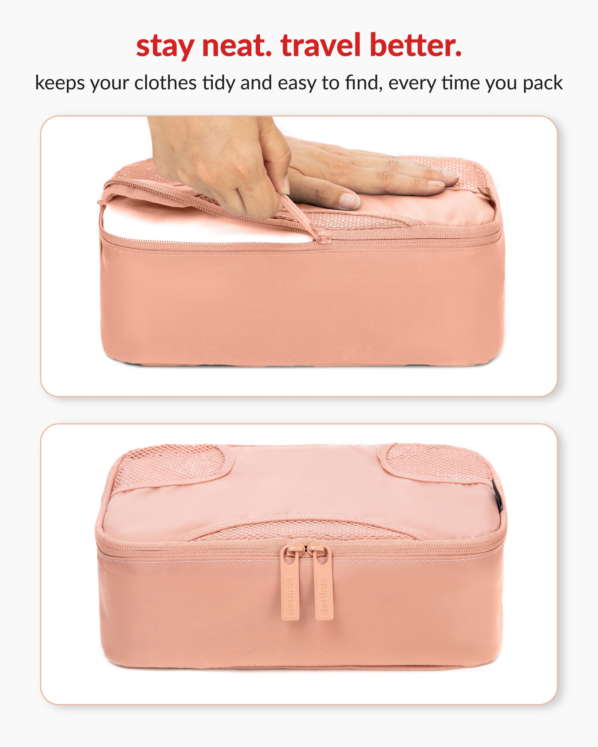 DT cross mesh packing cubes - Pink